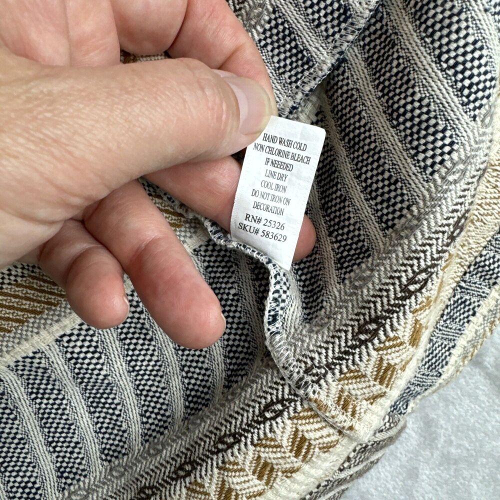 World‎ Market Woven Tapestry Jacket Women's S/M White Tan Blue Lagenlook (0985) - Picture 7 of 12